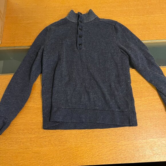 Theory Button Mock-Neck Sweater – Navy – Size M - Picture 1 of 5